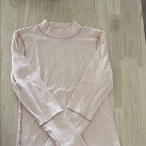 Pink Ribbed Long Sleeve Top
